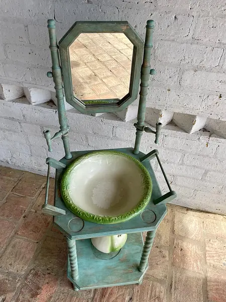 Aguamanil Con Espejo Jarra Y Palangana