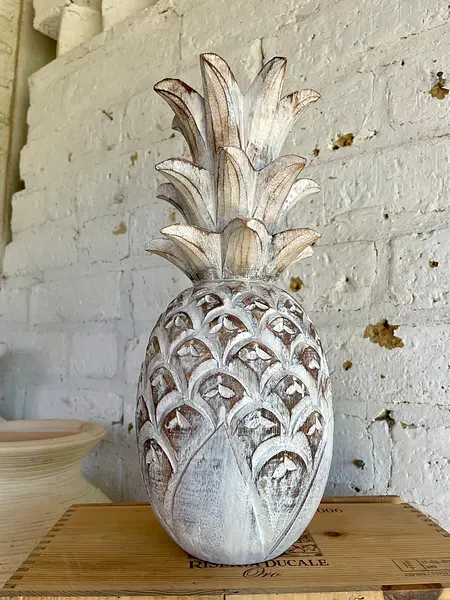Piña Tallada En Madera Blanca Envejecida - Filipinas 2020