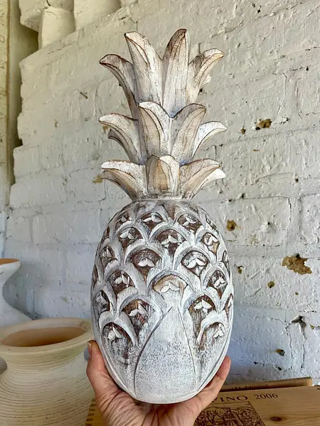 Piña Tallada En Madera Blanca Envejecida - Filipinas 2020