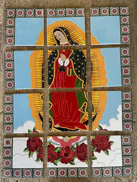 Imagen Guadalupe En 12 Baldosas Con Marco