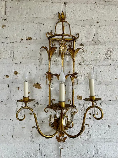 Lámpara Aplique De Pared 3 Luces - Italia 1970