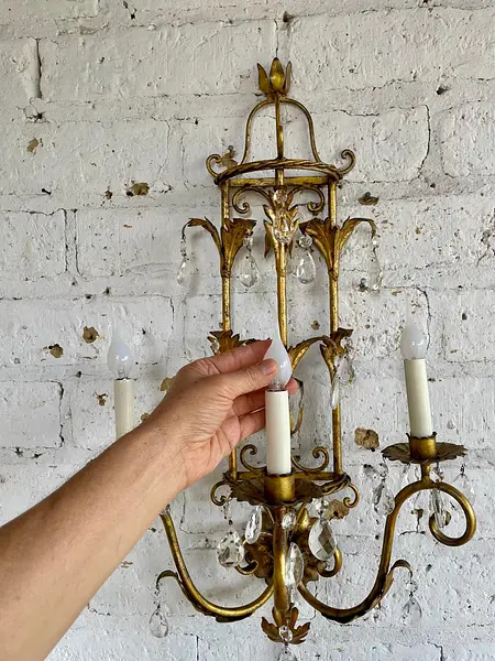 Lámpara Aplique De Pared 3 Luces - Italia 1970