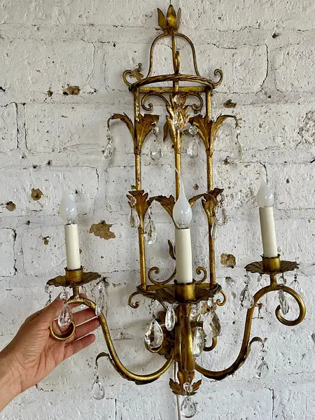 Lámpara Aplique De Pared 3 Luces - Italia 1970