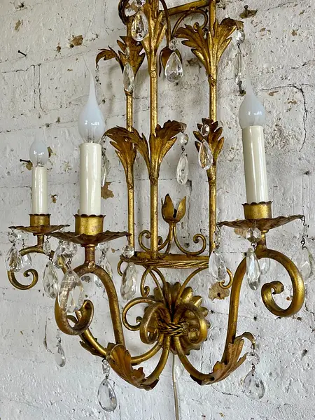 Lámpara Aplique De Pared 3 Luces - Italia 1970