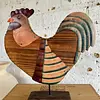 Figura De Gallo Rústico De Madera Y Metal