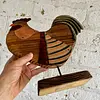 Figura De Gallo Rústico De Madera Y Metal