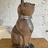 Gato Tallado En Madera - India 1990