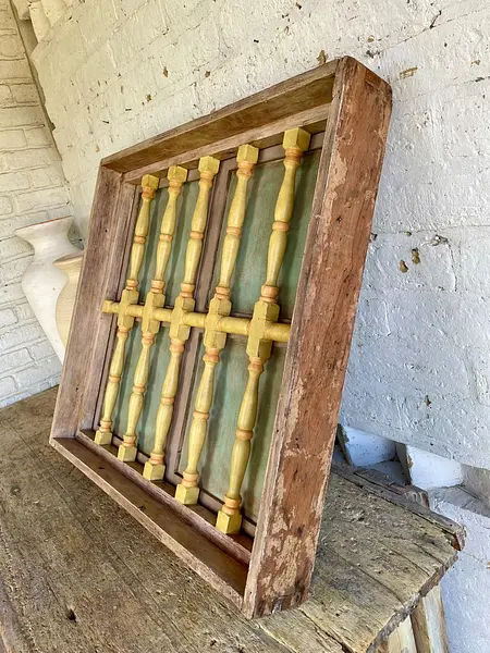 Ventana Doble Puerta Reja Torneada De Madera - Colombia 1940