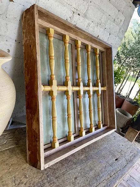 Ventana Doble Puerta Reja Torneada De Madera - Colombia 1940