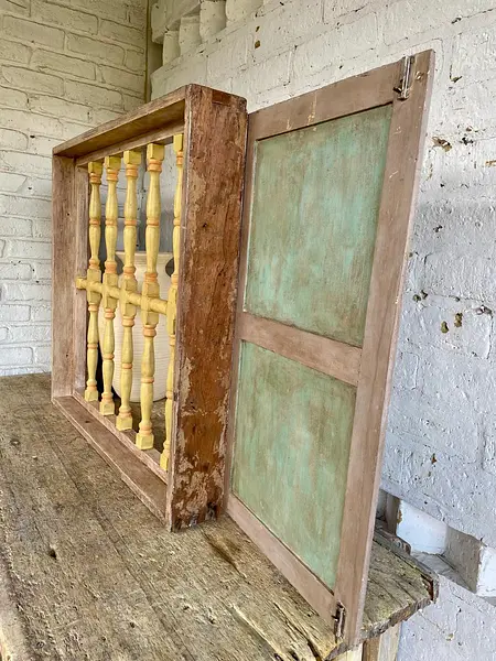 Ventana Doble Puerta Reja Torneada De Madera - Colombia 1940