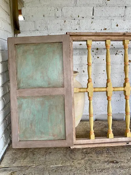 Ventana Doble Puerta Reja Torneada De Madera - Colombia 1940