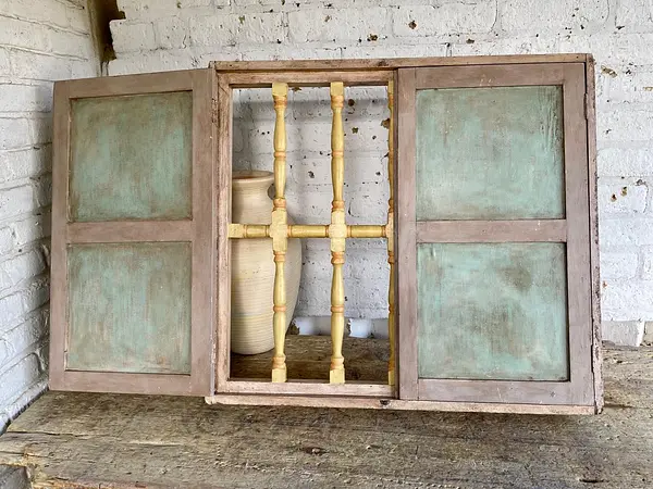 Ventana Doble Puerta Reja Torneada De Madera - Colombia 1940