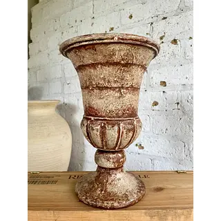 Copón Metálico Decorado Con Pintura Desgastada