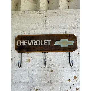 Perchero Rústico Chevrolet Con 3 Colgadores Metálicos