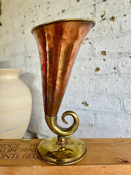 Florero En Cobre Y Bronce - India 1960