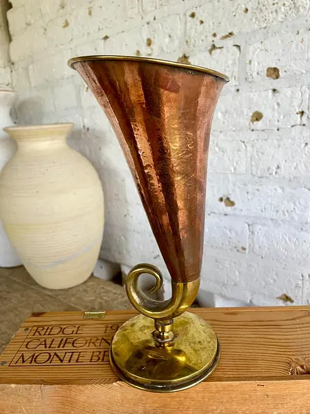 Florero En Cobre Y Bronce - India 1960