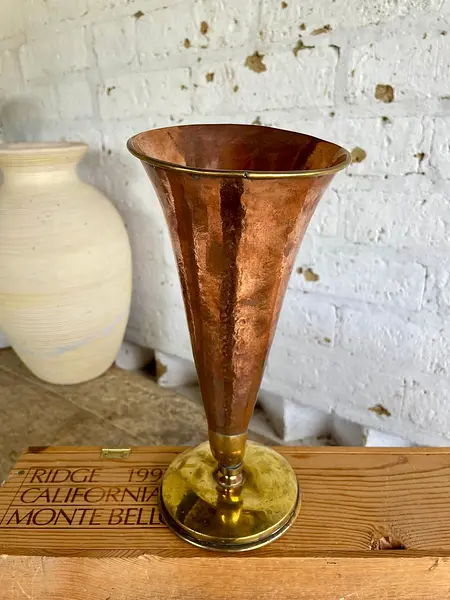 Florero En Cobre Y Bronce - India 1960