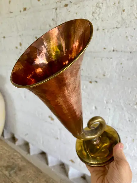 Florero En Cobre Y Bronce - India 1960