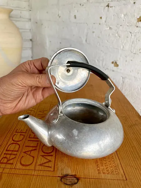 Tetera Hervidor Manija Y Pomo Negro - Japón 1960