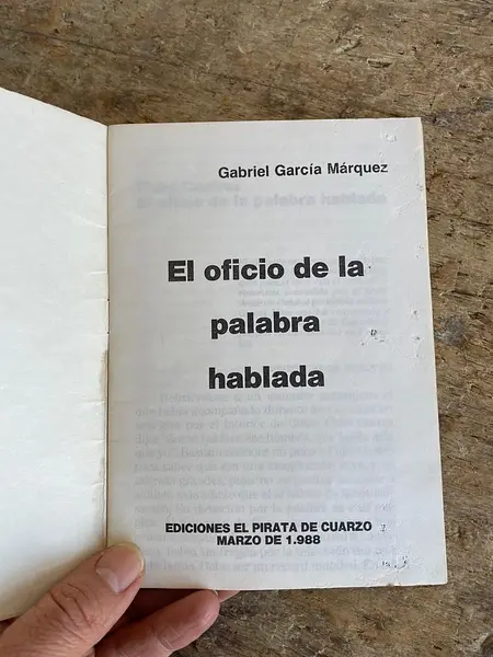 El Oficio De La Palabra Hablada Gabriel García 1988