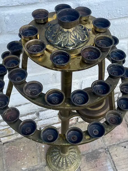 Candelabro De Iglesia En Bronce - 1920