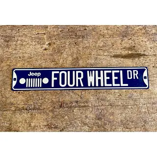 Letrero Metáico Jeep Four Wheel Dr.