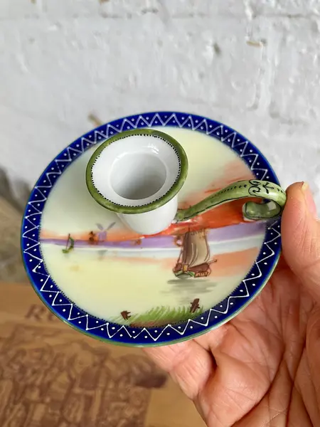 Candelero De Porcelana Pintado A Mano - Nipon 1891 A 1921