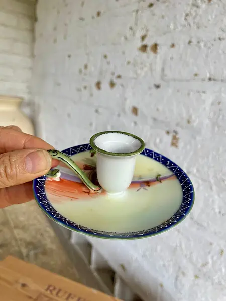 Candelero De Porcelana Pintado A Mano - Nipon 1891 A 1921