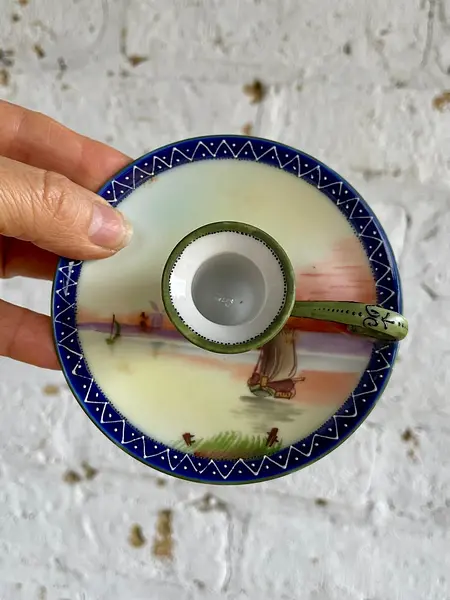 Candelero De Porcelana Pintado A Mano - Nipon 1891 A 1921