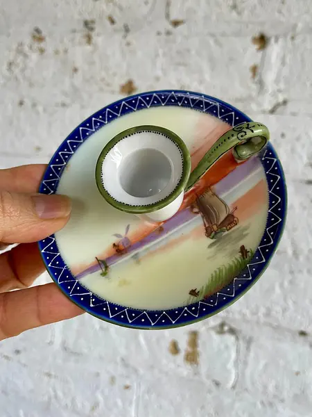 Candelero De Porcelana Pintado A Mano - Nipon 1891 A 1921