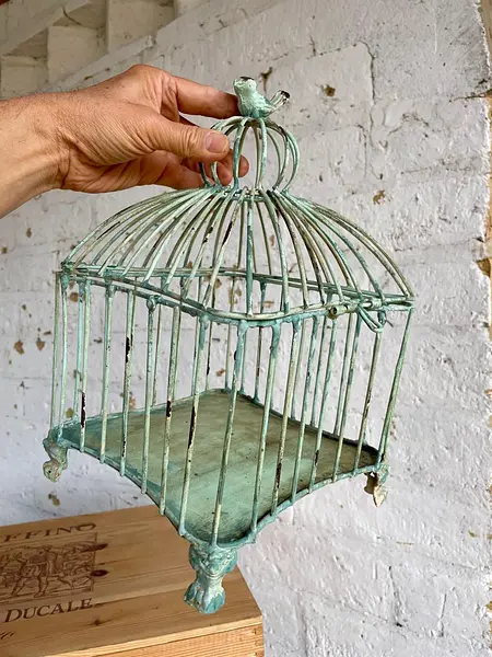 Jaula Con Pájaro En La Cúspide Y Base Con Garras