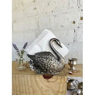 Servilletero Plateado En Forma De Cisne - Italia 1983