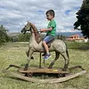 Caballo Balancín Tallado Madera Con Ruedas - Inglaterra 1900