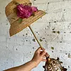 Lámpara Rústica Con Sombrero Cloche Y Flores