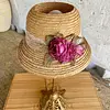 Lámpara Rústica Con Sombrero Cloche Y Flores
