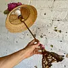 Lámpara Rústica Con Sombrero Cloche Y Flores