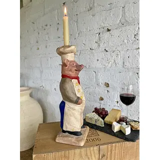 Candelabro Chancho Chef Fleur De Lis - Francia 1995