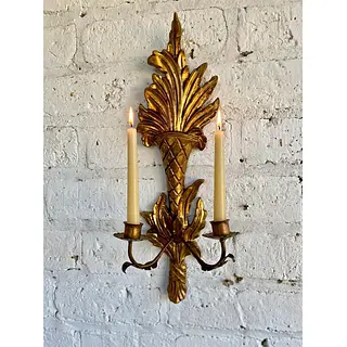 Candelabro Estilo Hollywod Regency 2 Velas - Italia 1960