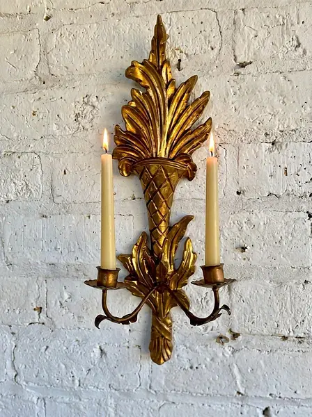 Candelabro Estilo Hollywod Regency 2 Velas - Italia 1960
