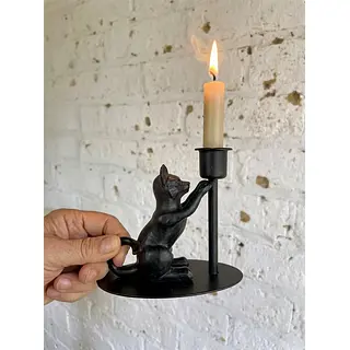 Candelero con figura de gato