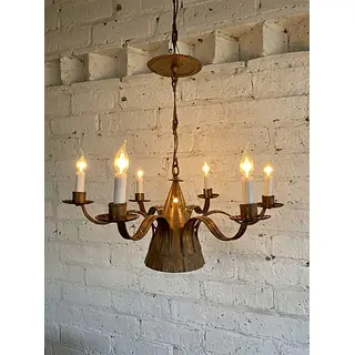 Lámpara De 6 Brazos Y Luz Central Usa 1920