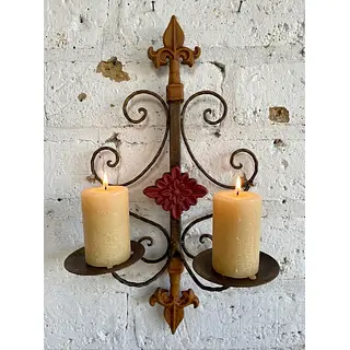 Candelabro Metálico De 2 Luces Flor De Lis