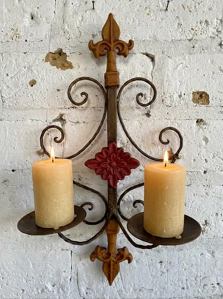 Candelabro Metálico De 2 Luces Flor De Lis