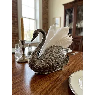 Servilletero Plateado En Forma De Cisne - Italia 1983