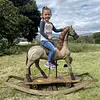 Caballo Balancín Tallado Madera Con Ruedas - Inglaterra 1900