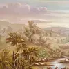 Oleo Paisaje Rural Y Moldura Dorada - J. Galvis