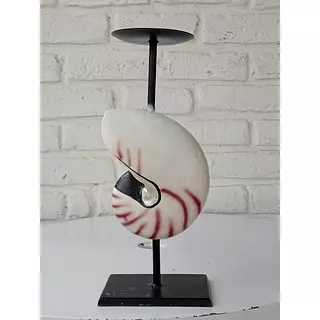 Candelabro En Metal Decorado Con Concha En Resina