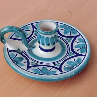 Candelero Artesanal De Cerámica - España 1990