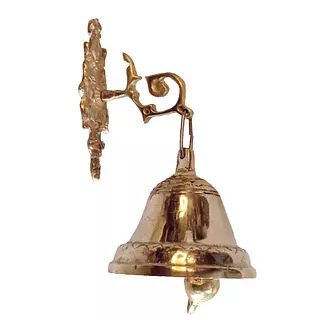 Campana Dorada Lisa Sonora Con Soporte