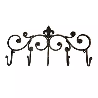 Perchero 5 Ganchos De Hierro Forjado Flor De Lis
